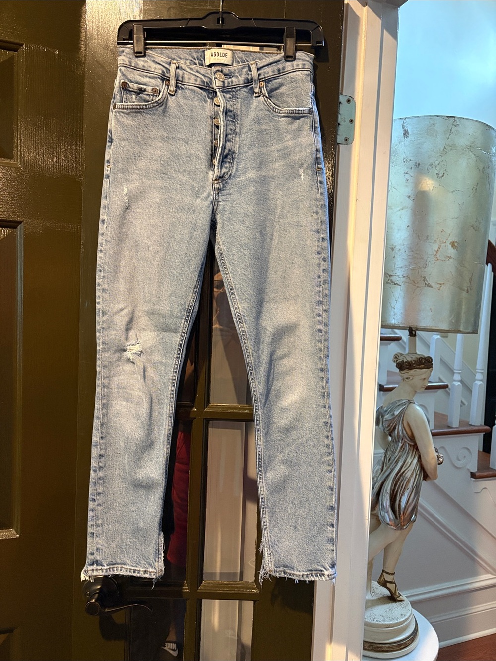 Agolde Women's Straight Leg Jeans in Light Blue Wash